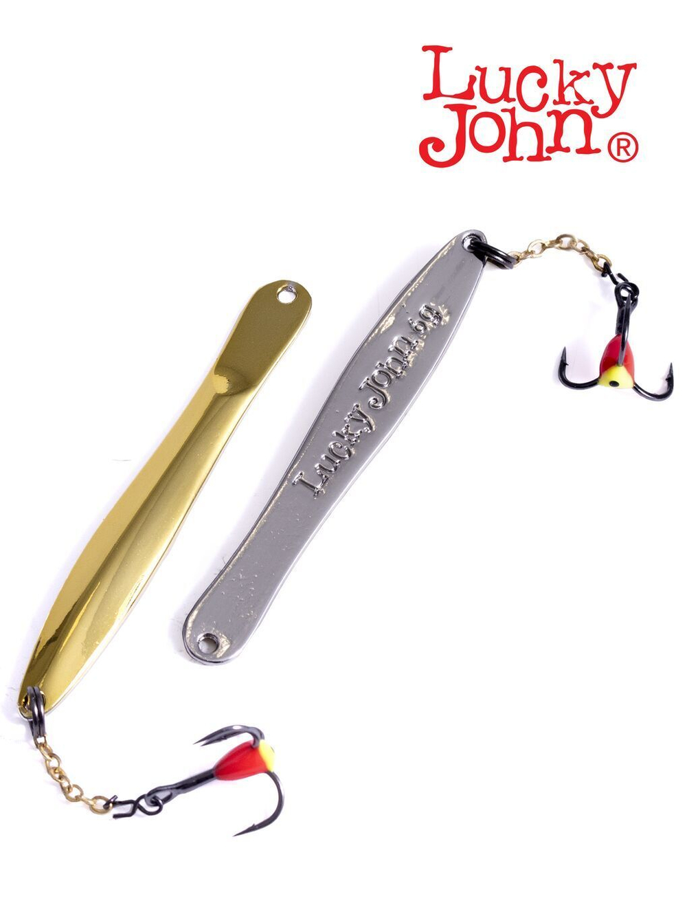 Блесна вертикальная зимняя Lucky John WALLE с цепочкой и тройником 50мм TIGER блистер