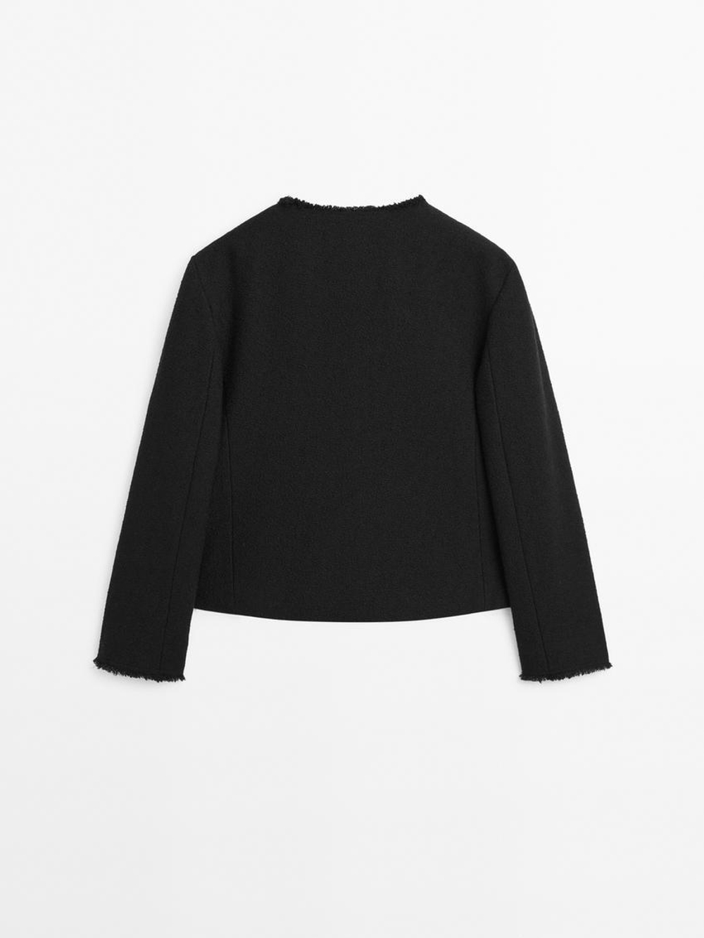 Massimo Dutti Укороченная куртка с пуговицами, черный