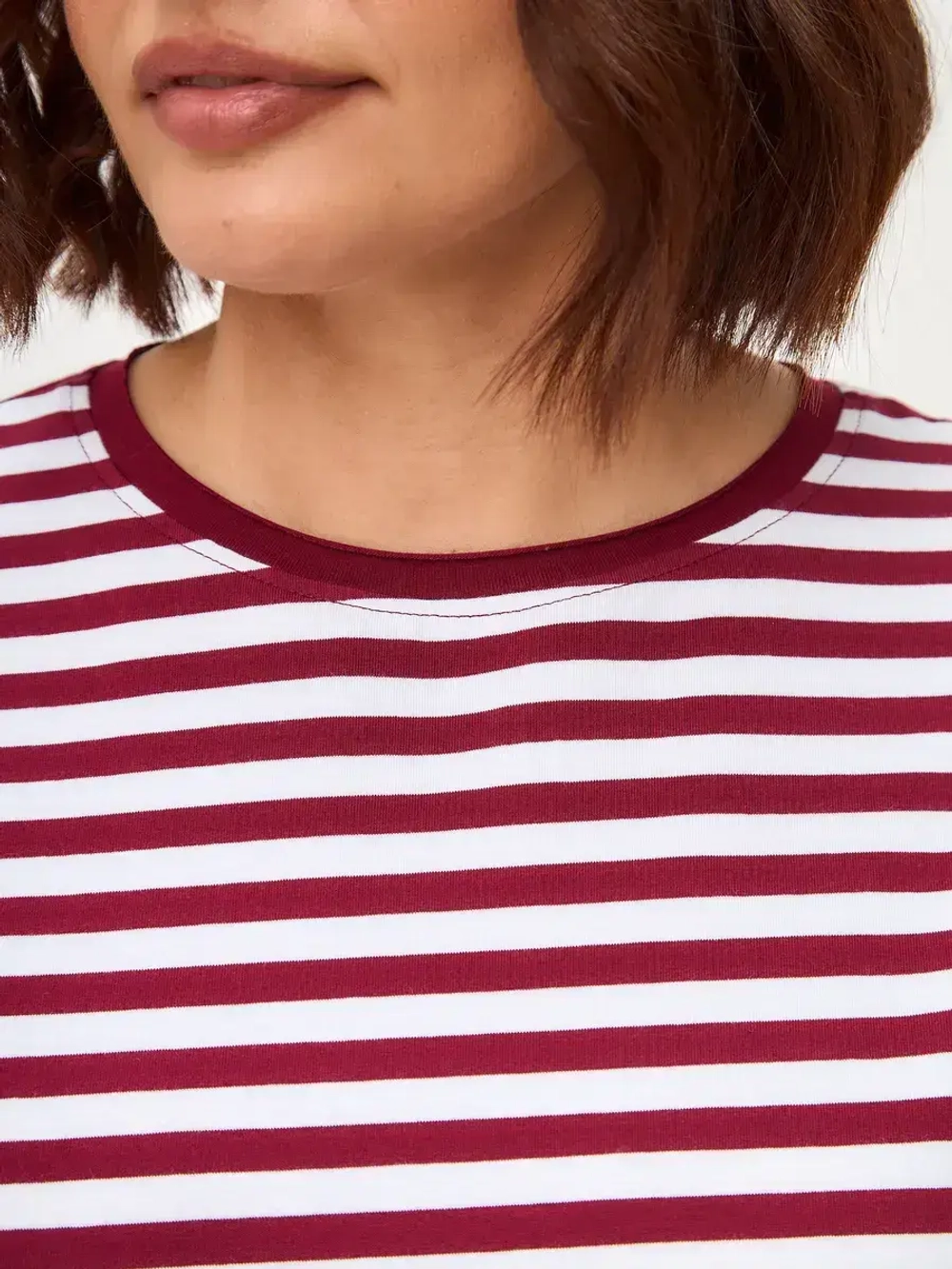 Футболка дизайнерская тельняшка оверсайз с фигурным низом