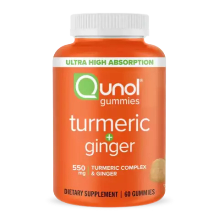 Qunol, Куркумин с имбирем, Turmeric + Ginger, 60 жевательных конфет