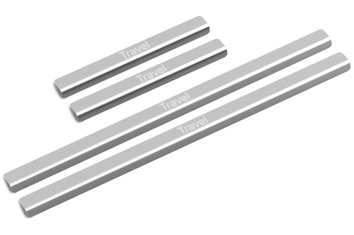 Накладки на пороги AutoMax для Lada Niva Travel 2021-н.в., нерж. сталь, с надписью, 4 шт., AMLATRA01