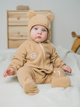 Комбинезон флисовый с ушками "Какао" 0+