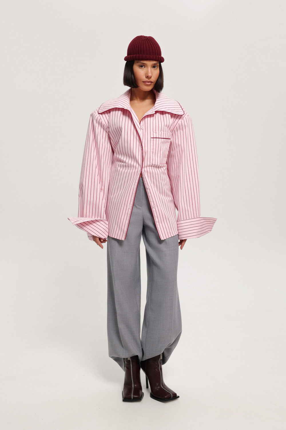 Рубашка в полоску с кантами