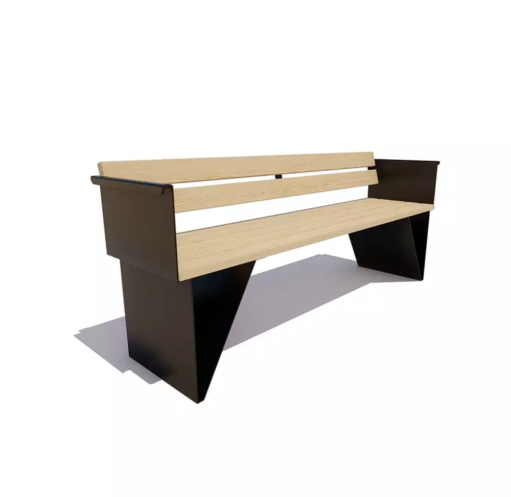 Скамейка стальная «Обнинск» сосна 2,0м, лак