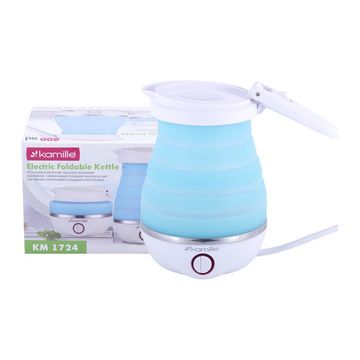 Чайник электрический 0,8 л. силиконовый складной Kamille KM-1724 голубой с белым
