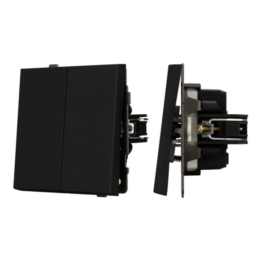 Механизм выключателя двухклавишный непроходной SWT-TENDO-MK02-SFPL-BK (230V, 10A) (Arlight, -) 054544