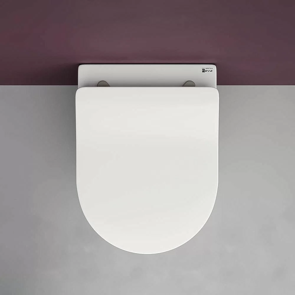 Унитаз подвесной Ceramica Nova PLAY Rimless CN3001_1002W безободковый, с крышкой микролифт, с инсталляцией и белой кнопкой