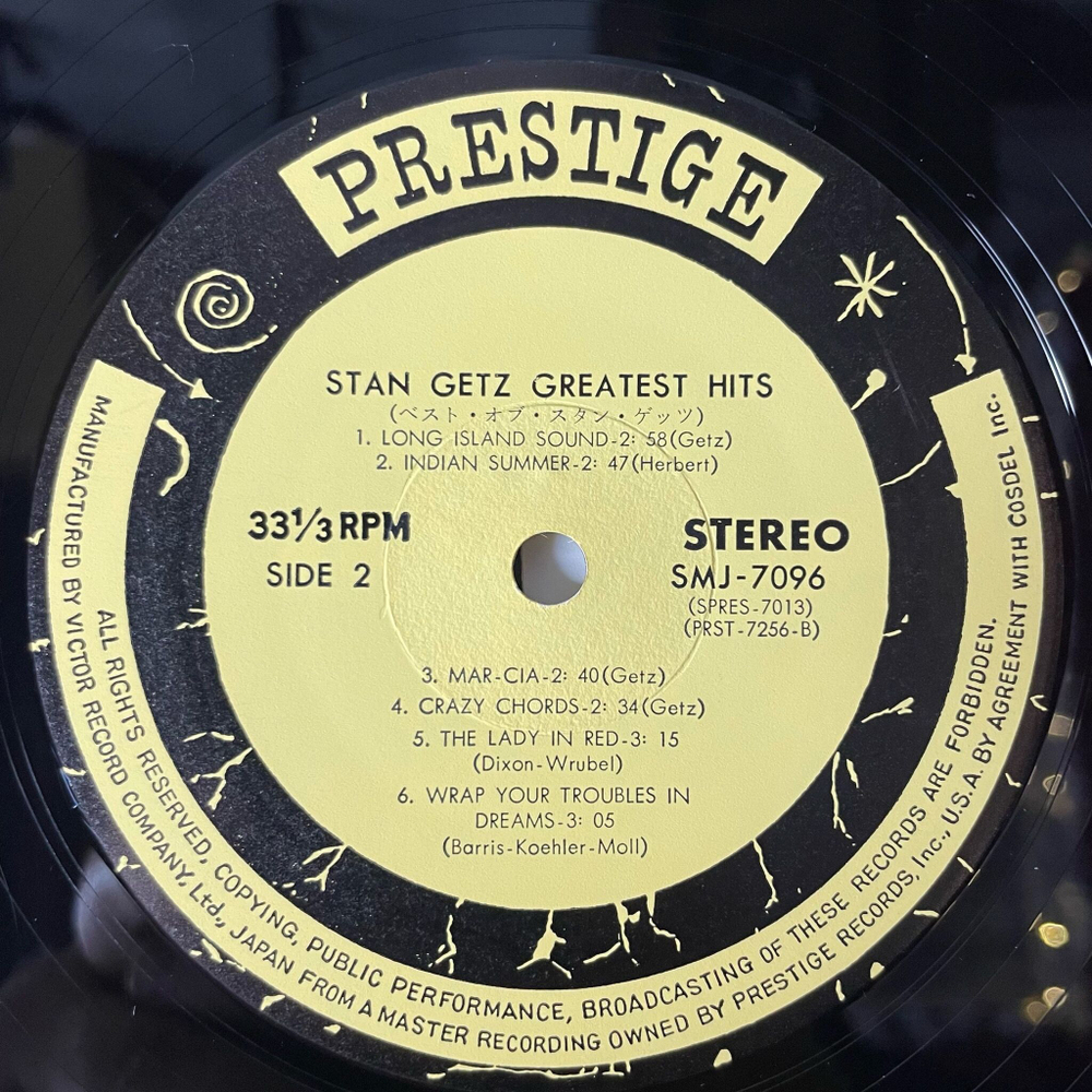 Винтажная виниловая пластинка LP Stan Getz Greatest Hits (Japan 1973) (No Obi)