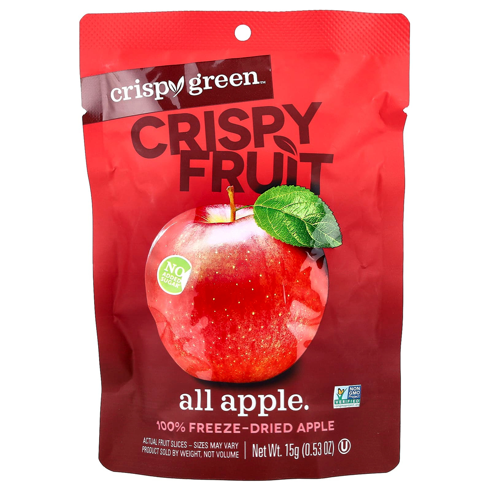 Crispy Green, Crispy Fruit, полностью яблоко, 4 пакетика по 15 г (0,53 унции)
