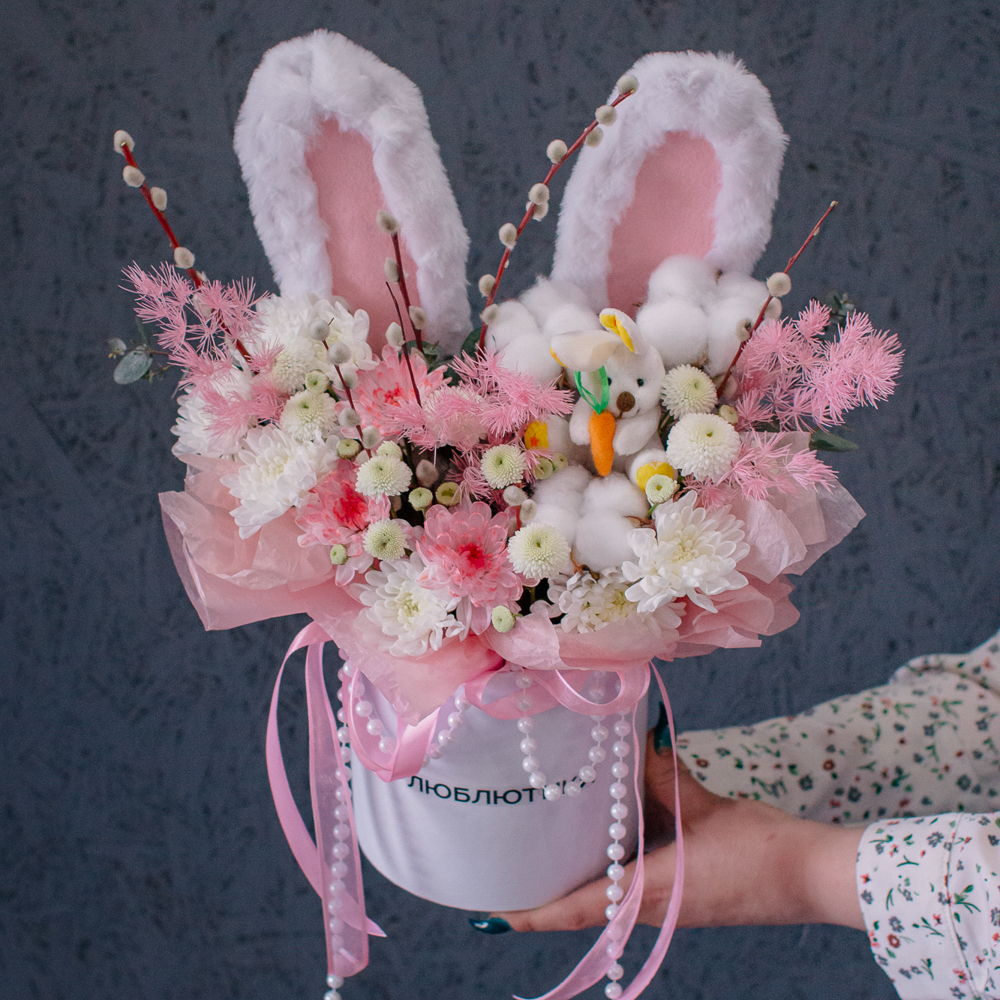 163. Милая весенняя коробка с ушками и вербой