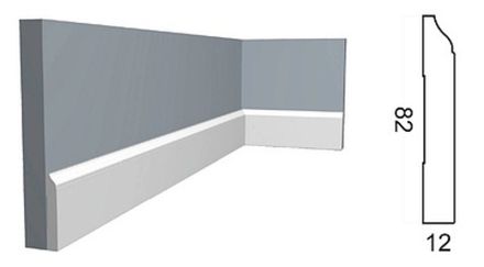 Плинтус Контур под покраску, 82x12 мм