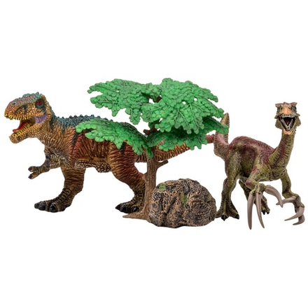 Набор фигурок серии "Мир динозавров": тираннозавр, теризинозавр, дерево, камень