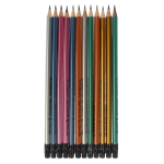 Карандаш ч/г "Metallic" трехгранный с ластиком, 4 цвета микс