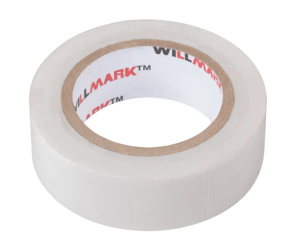 Изолента ПВХ самозатухающая willmark 19 мм х 0,15 мм х 10 м ( белая ) 11013