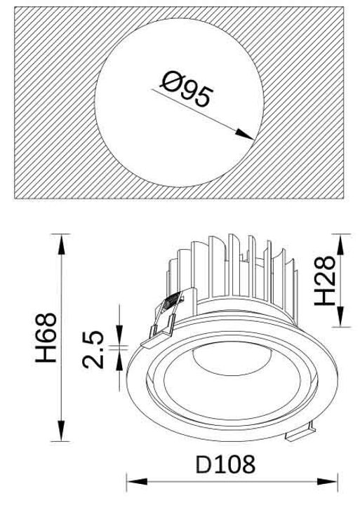Встраиваемый светодиодный светильник Crystal Lux CLT 005C108 WH