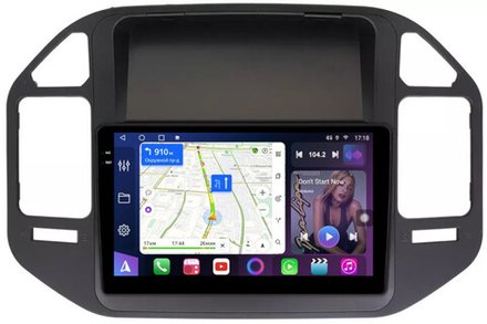 Магнитола для Mitsubishi Pajero 3, Montero 3 1999-2006 (рамка черная) - FarCar 3237M монитор 9.5" QLED на Android 14, TS18, CarPlay, 4G SIM-слот