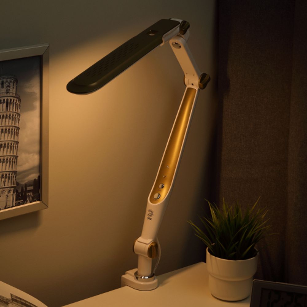 Настольный светильник ЭРА NLED-496-12W-G светодиодный на струбцине золото | Светодиодные настольные лампы