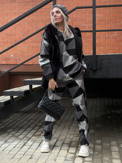 Брюки со стрелкой + Лонг + кушак / чб