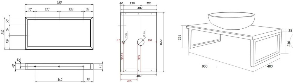 Столешница GRUNGE LOFT 80 Дуб Намибия