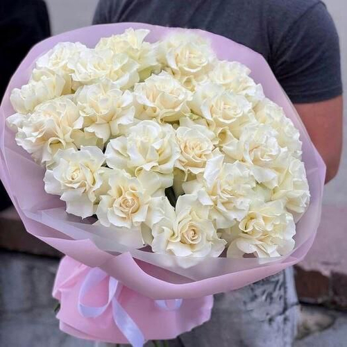 Букет белые розы французские 21