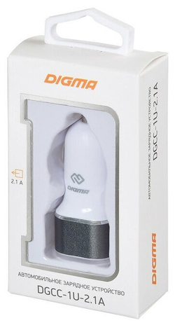 Автомобильное зарядное устройство Digma DGCC-1U-2.1A универсальное белое
