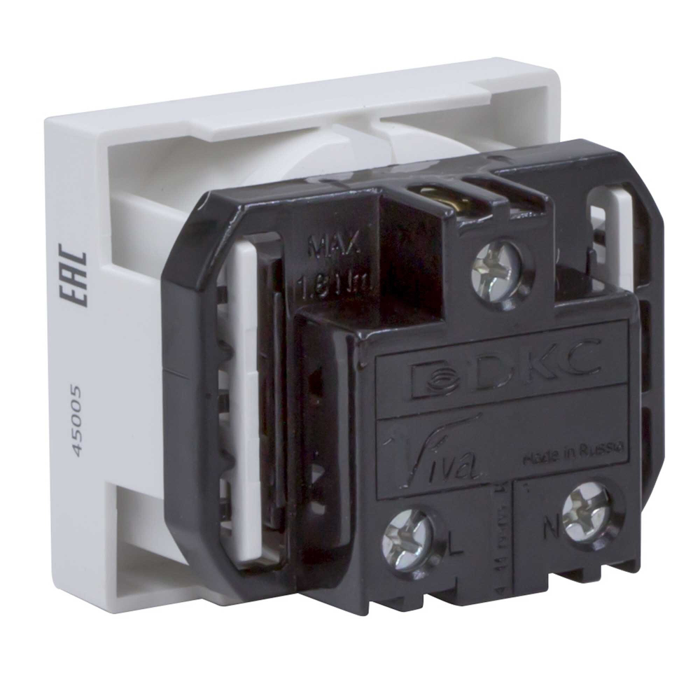 Розетка силовая 2Р+Е, со шторками, «Viva», 2 мод., цвет белый DKC