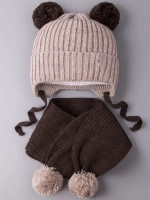 Шапка детская осенняя и шарф с ушками