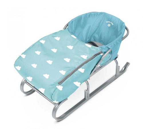 Сиденье д/санок С ОБЛАЧКАМИ голубой с чехлом д/ног универсальное ССЗ/8