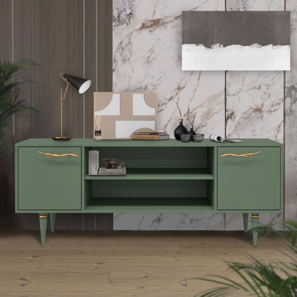 Тумба под ТВ Арт Колор matte 155см Классик Голд Зеленый нефрит матовый
