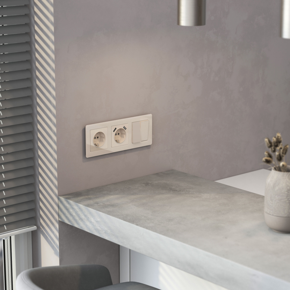 Накладка для двойной розетки Еthernet RJ-45 (айвори акрил)