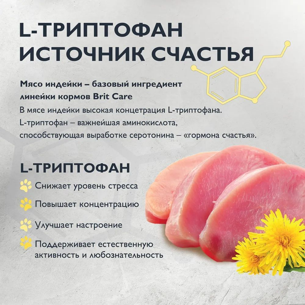 Корм для кошек сухой BRIT CARE "Cat Indoor Stool Odour Reduction" для взрослых кошек, с индейкой и лососем, 1,5 кг