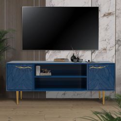 Тумба под ТВ Арт Колор leaves 155см Стайл Голд Королевский синий
