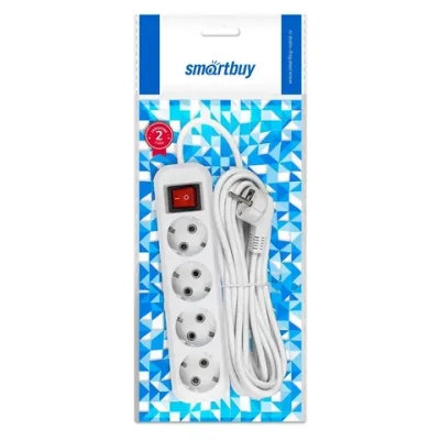 Удлинитель Smartbuy, 4 гнезда 7 м, 16А/3,5кВт с выкл. и заземлением ПВС 3х1,0 (SBE-16-4-07-ZS)