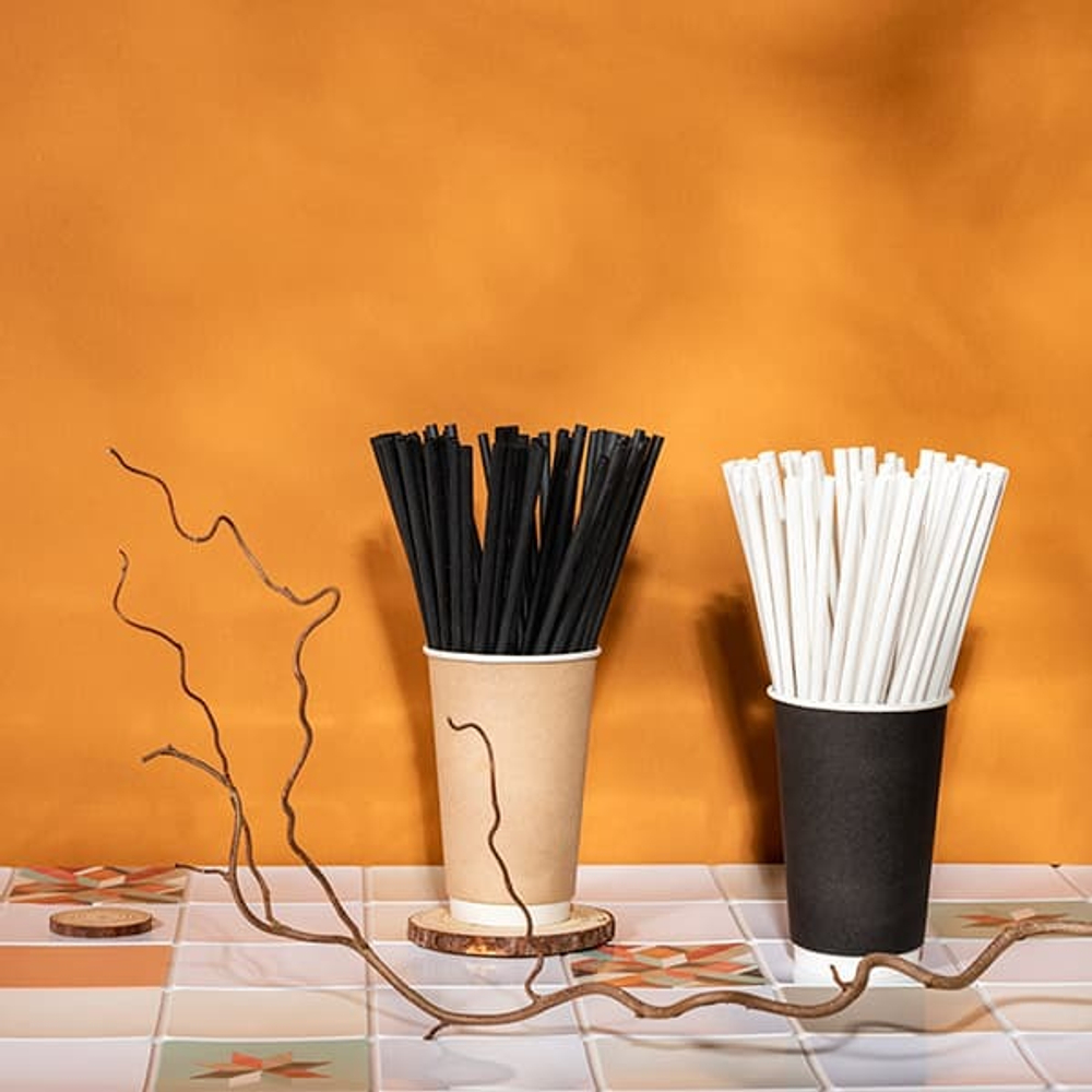 Черные трубочки «EcoPack» - 200 шт. (Цвет: черный)