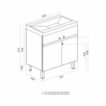 Тумба д/ванной "БРИКС-60" 2 створки белый/дуб вотан под рак."Breeze 60" мебельный (Sanita Luxe)(ПВХ)