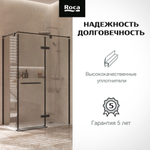 Дверь распашная Roca Acropolis с боковой панелью 1400х700 мм правая, профиль матовый черный, стекло прозрачное ZRU9307904