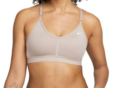 ТОП теннисный Nike Indy Bra V-Neck - diffused taupe/diffused taupe/white