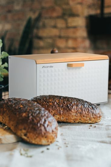 Хлебница Kamille KM 1119 нержавеющая сталь, бамбук