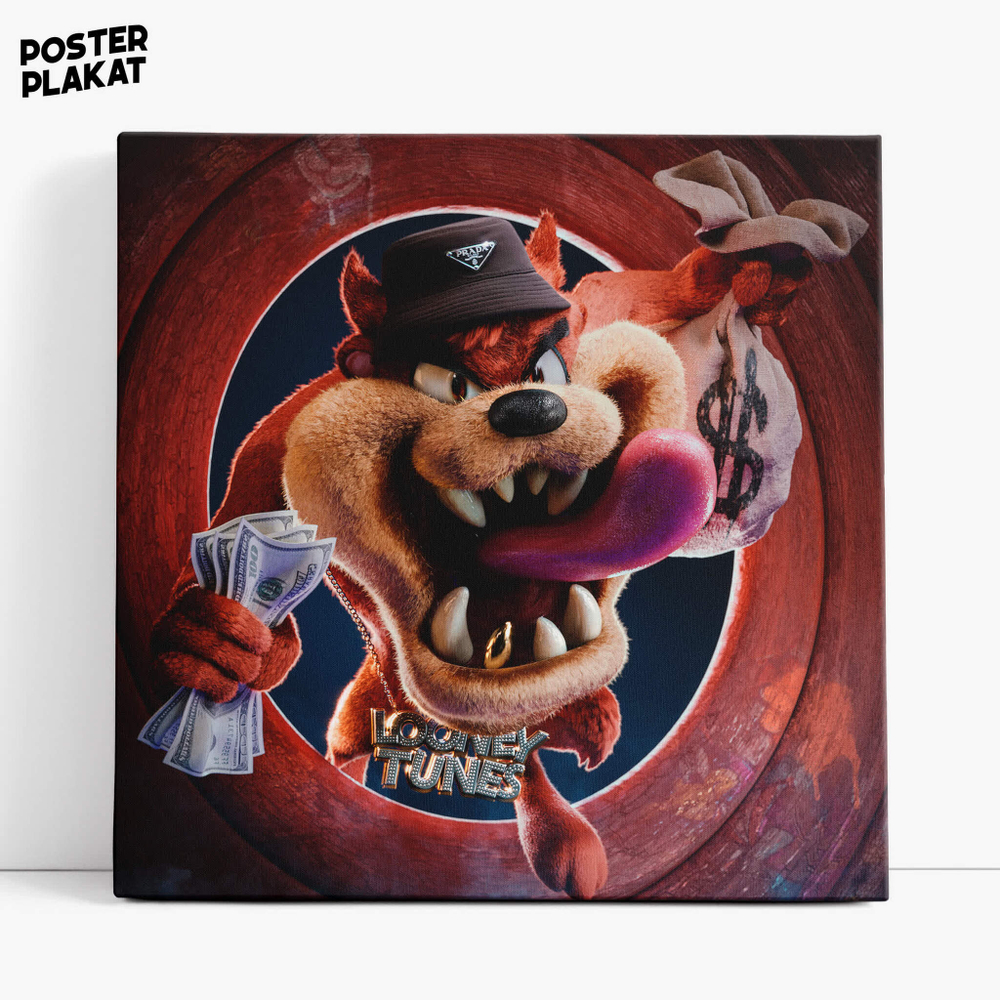 Картина Тасманский дьявол / Taz-Mania, холст с печатью на подрамнике, интерьерная, Постер Плакат