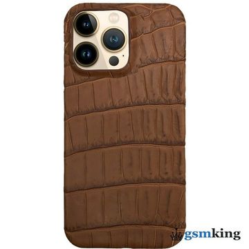 Leather Case for iPhone 13 Pro Croco Brown (Коричневый крокодил)