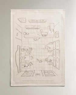 ZARA HOME НАБОР КУХОННЫХ ПОЛОТЕНЕЦ С ПРИНТОМ (НАБОР ИЗ 2 ШТ.), КОРИЧНЕВЫЙ