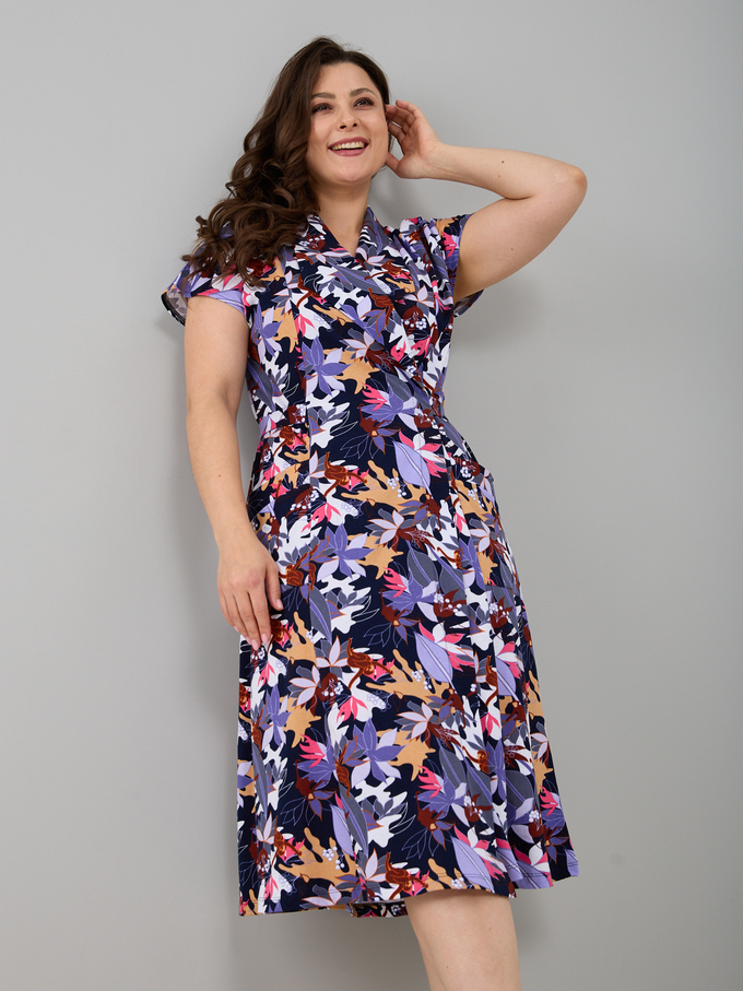 Халат Х-044/темносиний-листья