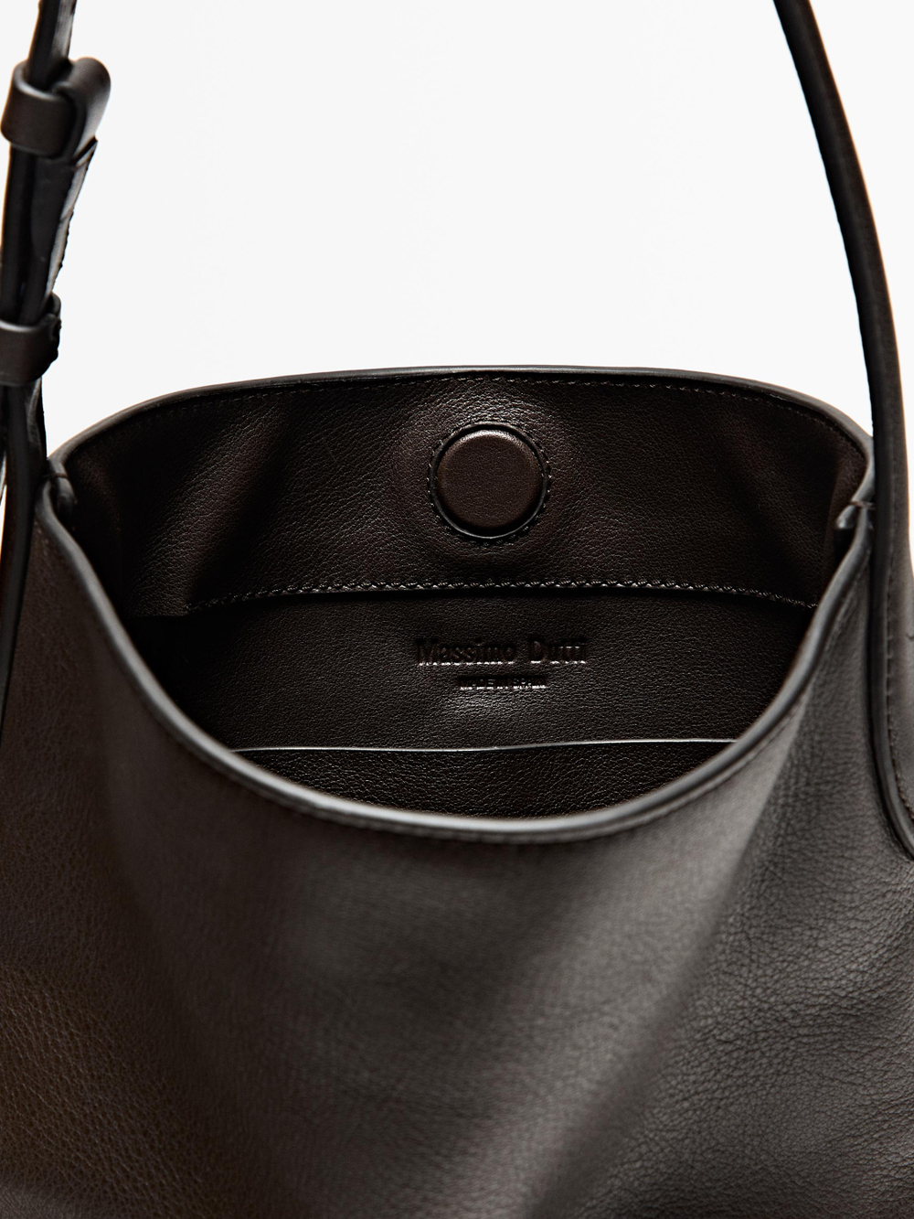 Massimo Dutti Мини-сумка-ведро из кожи наппа, коричневый