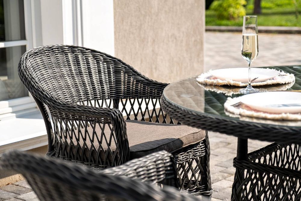 "Дольче" обеденная группа из искусственного ротанга, цвет графит