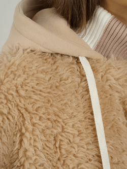 Шуба женская чебурашка из шерсти тедди, бежевая, SilverFox