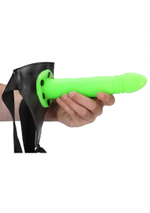 Зеленый страпон-фаллопротез со спиралевидной фактурой - 20,6 см.