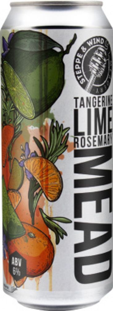 Медовуха Степь И Ветер Танжерин, Лайм, Розмарин / Mead Steppe &amp; Wind Tangerine, Lime &amp; Rosemary 0.45 - банка