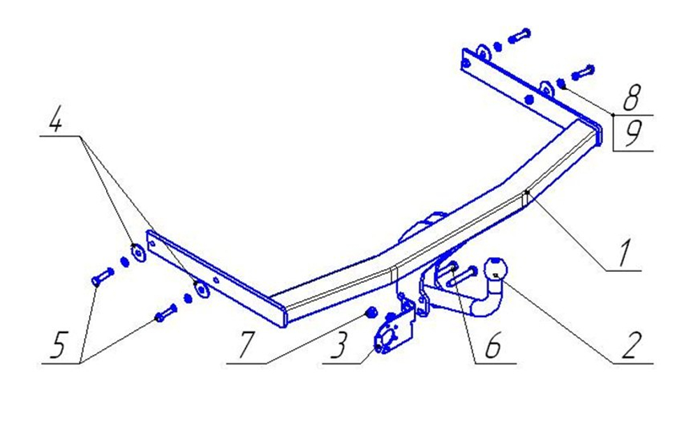 Фаркоп для Skoda Fabia хетчбек 2004-2014 Тип шара: A. Нагрузки: 1000/75 кг, SK 05