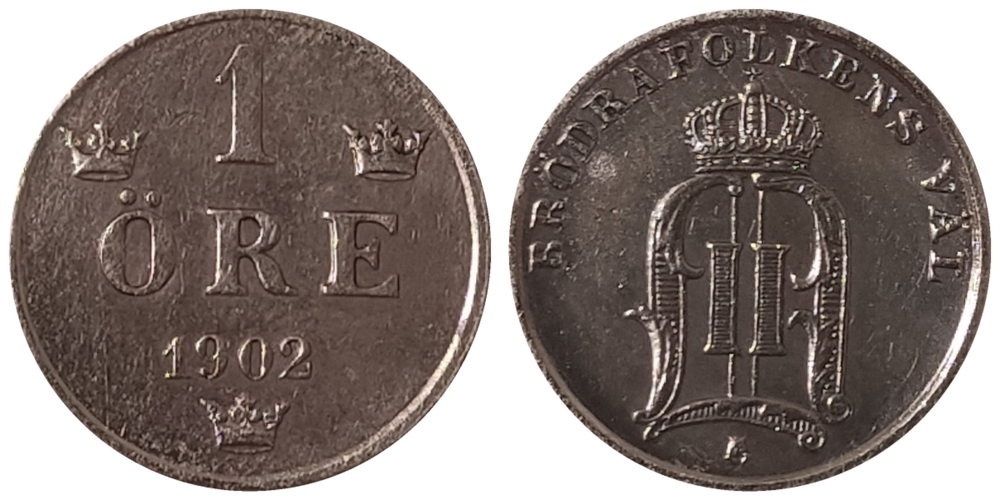 Швеция 1 эре, 1879-1905 Король Оскар II XF