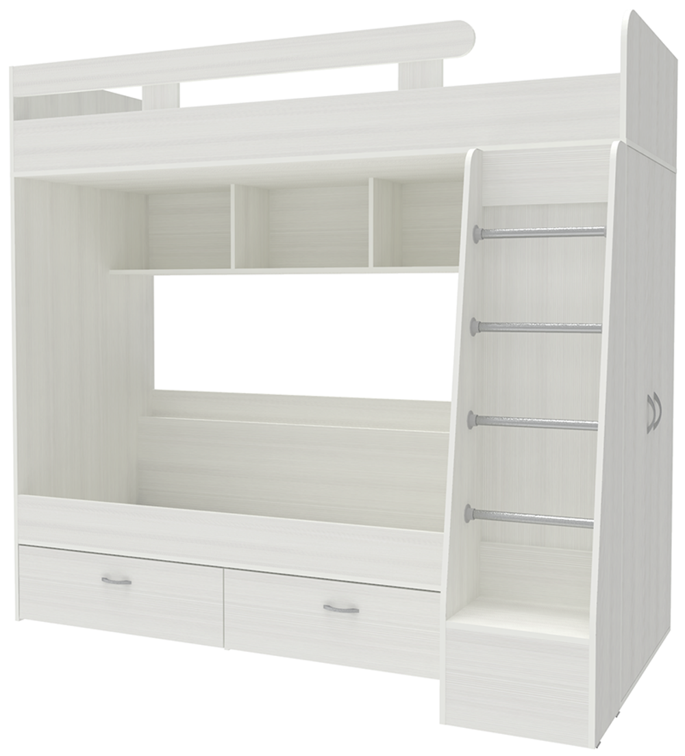 Двухъярусная кровать КарИВи Юниор 6 Белое Дерево Белое Дерево